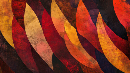 Fototapeta premium Autumnal Leaf Abstract Warm Red Orange Gold Fall Texture Design