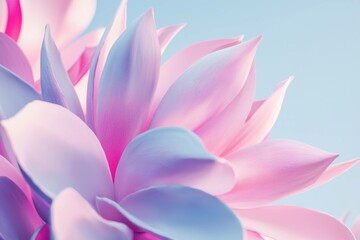 Fototapeta premium Beautiful close-up of pink and blue succulent petals against a soft pastel background, showcasing delicate textures and vibrant colors.