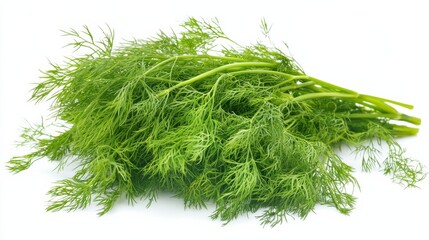 A bunch of fresh dill with its feathery green leaves and aromatic fragrance, Each sprig's delicate flavor and culinary versatility captured with precision