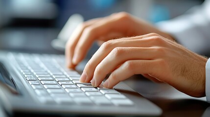 Close-up of Hands Typing on a Laptop Keyboard