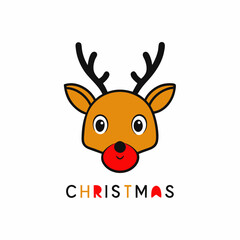 christmas reindeer with red ribbon