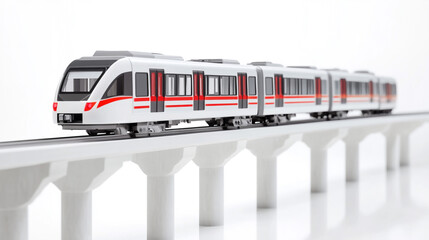 Modern High Speed Train on Elevated Track  City Transit System  Railway Transportation