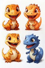 Fototapeta premium dinosaures illustration, dessin, coloré, mignon, tout-petits, adorable, joli, fun, loisir, jeu, jouet, art, enfance, jeunesse