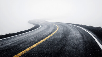 Winding Road in Fog  Journey  Travel  Asphalt  Curve  Highway  Mist