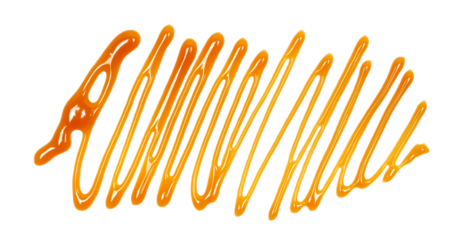 Dessert sauce, caramel flavored topping isolated on white