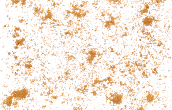 Pile brown unrefined sugar, muscovado isolated on white, top view