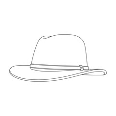 Hand drawn kids drawing wide brimed fedora hat cartoon isolated