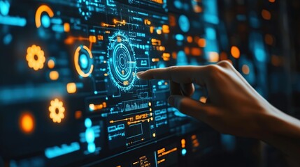 Obraz premium Digital Interface: Futuristic Technology and Data Visualization