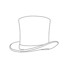 Hand drawn kids drawing top hat cartoon isolated