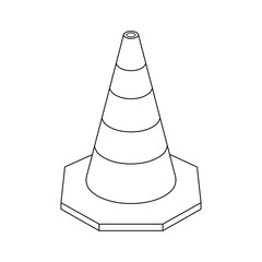 Hand drawn kids drawing traffic cone cartoon isolated
