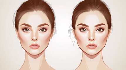 Before and after face contouring illustration.