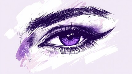 Fototapeta premium Creative makeup eye illustration, hand-drawn for business templates or salon ads.