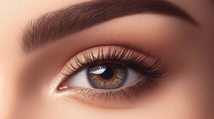 Obraz premium Macro of female eye with defined brows, clean skin.
