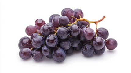 Fototapeta premium A bunch of freshly picked purple grapes with their tiny stems and smooth skins, Each grape’s rich purple color and subtle imperfections captured with precision
