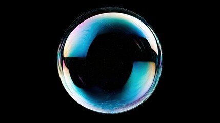   A detailed photo of a soap bubble containing a black cross against a black background or a white cross against a white background