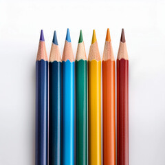 Fototapeta premium Set of colorful pens arranged neatly on a white background, vibrant colors with a clean, organized appearance.