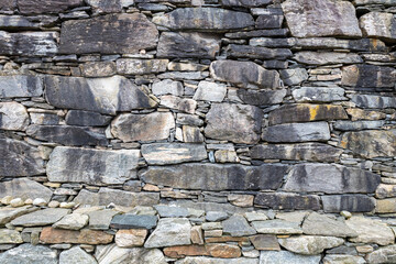 Full frame abstract texture background of a solid medieval era stone wall surface