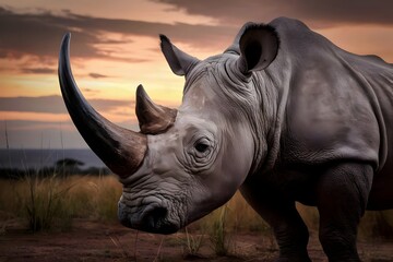 Fototapeta premium Profile of a Majestic Northern White Rhino