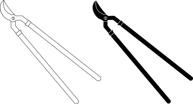 outline silhouette Bypass loppers icon set