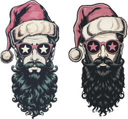 vector young hipster santa claus wearing glasses
