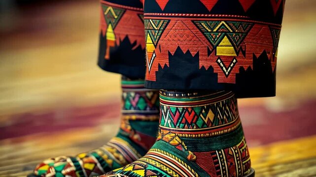 Vibrant african patterned shoes, traditional kente design, celebrating cultural heritage and unity for kwanzaa