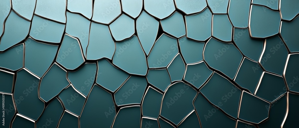 Poster blue and silver mosaic pattern with a lot of small pieces. the pattern is made up of many different 