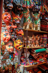 Weavings and handicrafts market of Pisac in Cusco, Peru