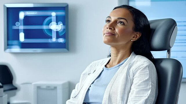 Patient Undergoing Vision Test in Modern Ophthalmology Clinic