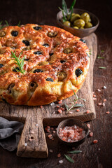 Tasty focaccia made of fresh and vegan ingredients.