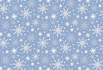 Seamless pattern of snowflakes. Falling snowflakes hand-drawn. Christmas and New Year decoration with falling snow. Winter background.