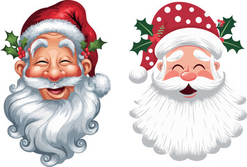 two smiling santa claus vectors