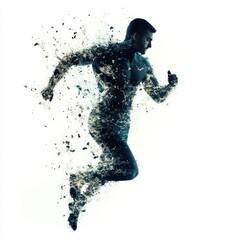 Dynamic motion of a runner breaking boundaries abstract art digital creation futuristic environment artistic viewpoint conceptual inspiration