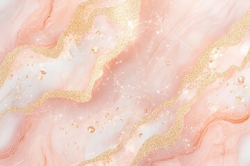 Fototapeta premium Blush Pink and Gold Marble Texture with Soft Glow 