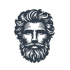 Man's Portrait. Rough wood block print style vector Illustration.