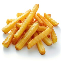 French fries on white background.