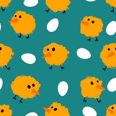 Easter chicken seamless birds pattern for wrapping paper and fabrics