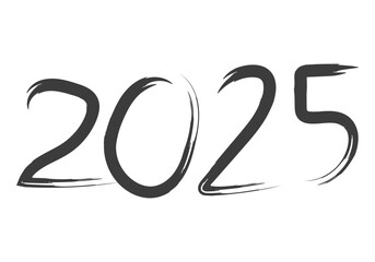 Año 2025 hecho con trazo de pincel negro
