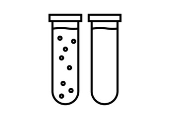 Icono negro de probetas de análisis con virus 