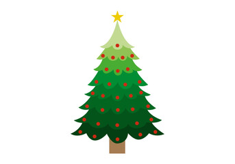 Árbol de navidad verde con bolas de navidad y estrella