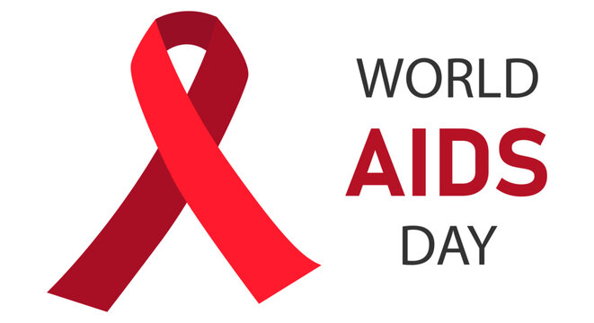 Cartel del d&iacute;a mundial del sida o vih con lazo rojo