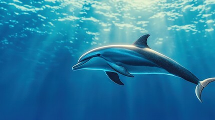 Naklejka premium A dolphin paints a sunny ocean