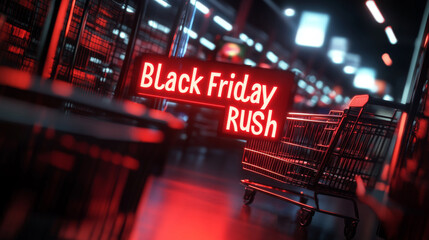 Black Friday Rush: Neon-Lit Shopping Frenzy