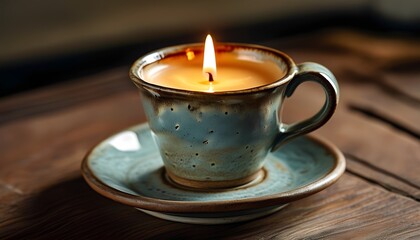 Cozy candlelit coffee moment home lifestyle photography warm environment close-up viewpoint serenity concept