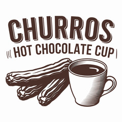 Vector Illustration of Churros with Whipped Hot Chocolate