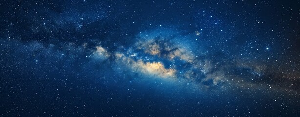 sky dark blue with sparkling stars and golden dust