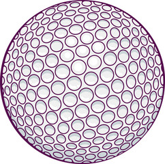 Golf ball. Luxury classic sport. Vector illustration in hand drawn style. Close-up sports equipment isolated on white.