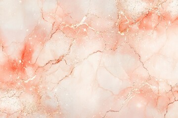 Fototapeta premium Coral Pink and White Marble with Gold Veins