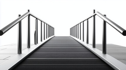 Metal ramp system with handrails and adjustable incline, engineered for both wheelchair and elderly access, shown on a white background for clarity.