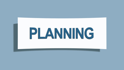 Planning. A card isolated on blue background.
