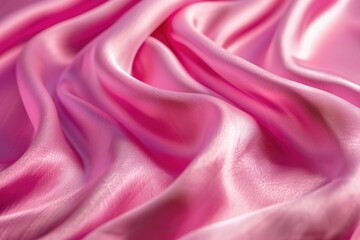 Fototapeta premium Vibrant hot pink silk fabric with shimmering ripples.